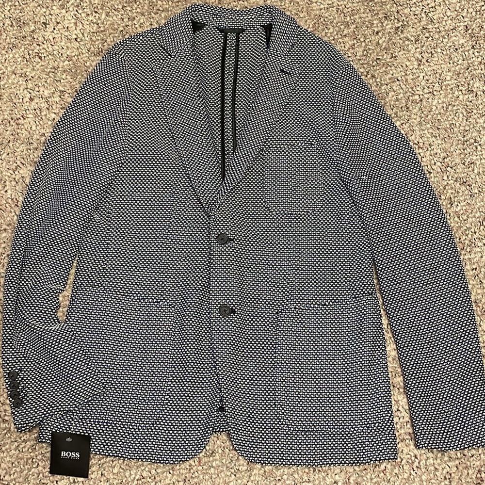 BOSS Men's blue Black and White woven Blazer